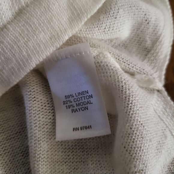 J. Jill linen cotton blend white pearl button cardigan sweater - Picture 7 of 7